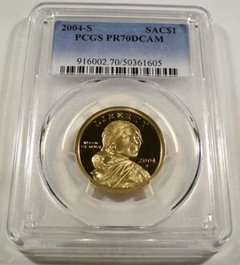 2004-S PCGS PR70DCAM PROOF SACAGAWEA DOLLAR DEEP CAMEO $1 PR 70 DC - Picture 1 of 4