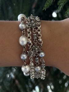 Michael Dawkins 925 White and Gray 4 Tier Bracelet - Picture 1 of 3