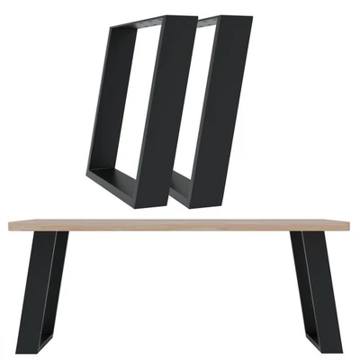 HAGO® Tischkufen 2er Set Tischbeine schräg 80° 40x43cm Schwarz Stahl Bankfüße - Bild 1 von 4
