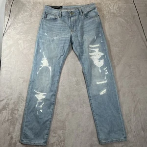 Armani Exchange Jeans Mens 30 (Fits 32) Relaxed Straight Light Wash Distressed - Picture 1 of 9