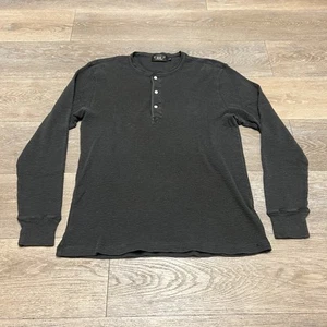 RRL Ralph Lauren Camicia Henley Grigio Indaco Maglia Jacquard Uomo XL - Foto 1 di 10