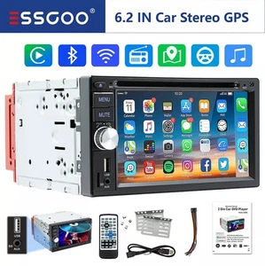 Carplay Stereo Android Auto 6.2 Inch 2 DIN CD DVD FM AM RDS Radio USB AUX TF MP5 - Picture 1 of 15