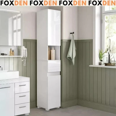 Hochschrank Badschrank Badezimmerschrank 30 cm Breit Schrank Regal Weiß Cabinet - Bild 1 von 4