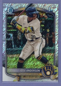 2025 Bowman Chrome JOSE ANDERSON 1st Prospect Shimmer Brewers - Picture 1 of 2