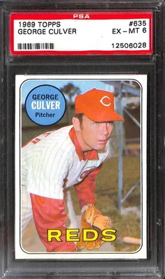 1969 TOPPS #635 GEORGE CULVER PSA 6 EX-MT 12506028  - Image 1 of 3