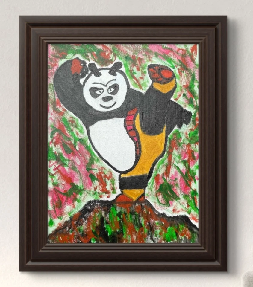 Arte Original "Kung Fu Panda" 9x12 Lienzo Expresionismo Diseño Abstracto Arte Hogar Foto 1 de 4