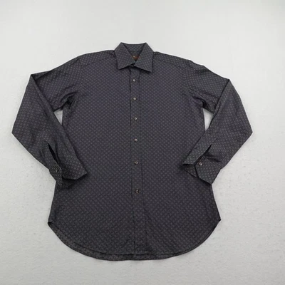 Etro Milano Shirt Mens Medium size 40 Gray Geometric Print Button Up Long Sleeve - Image 1 of 4