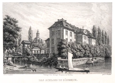 Berlin Schloss Köpenick Stahlstich von Finden aus Spiker 1833 Passepartout - Bild 1 von 4