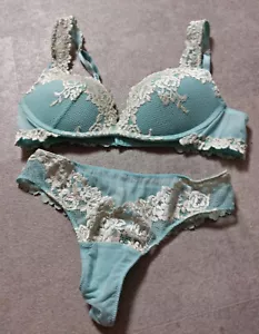 * Intimissimi * BH Set * Slip * BH * 75 B * 36 * ungetragen * türkis + Spitze * - Bild 1 von 4