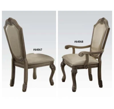 ACME Chateau De Ville Elegant PU & Antique White Finish 45"H Arm / Side Chair - Image 1 of 2