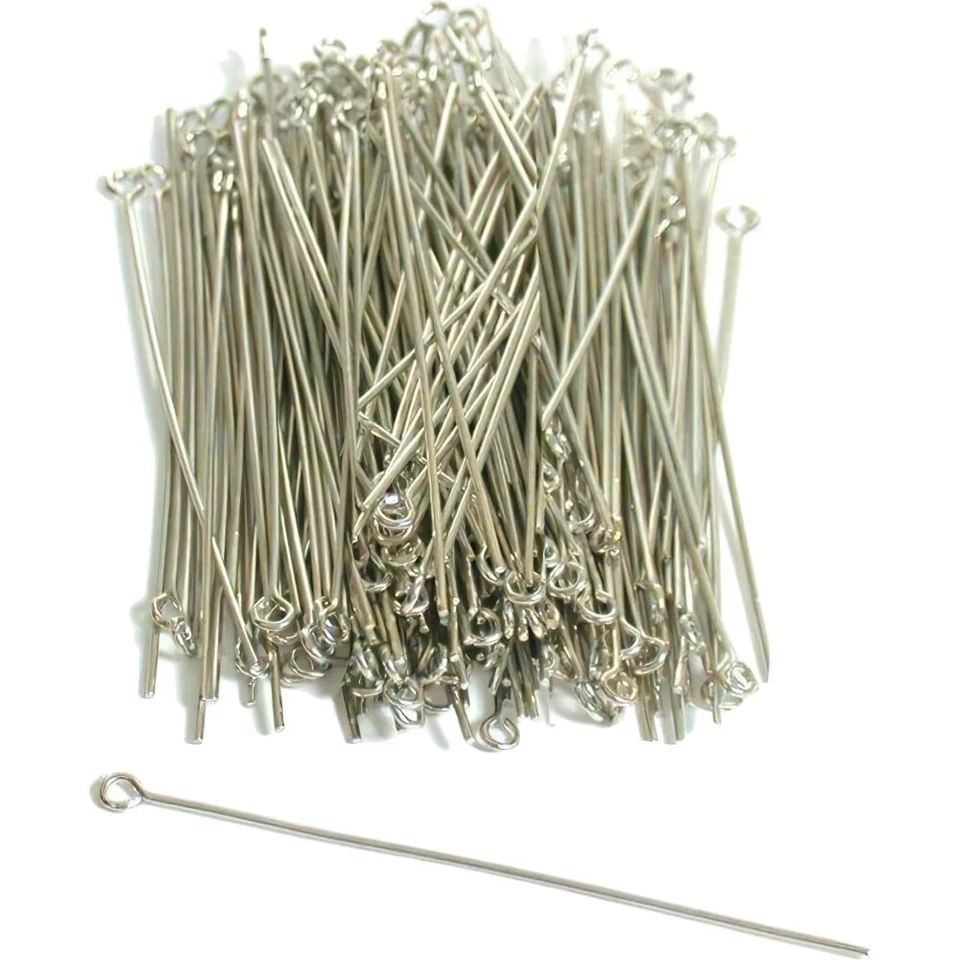 100 alfileres de ojos de latón enchapado en blanco para hacer joyas Foto 1 de 1