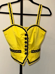 YVES SAINT LAURENT Rive Gauche *ICONICO* corsetto bustier canotta top vintage anni 90 WOW - Foto 1 di 12