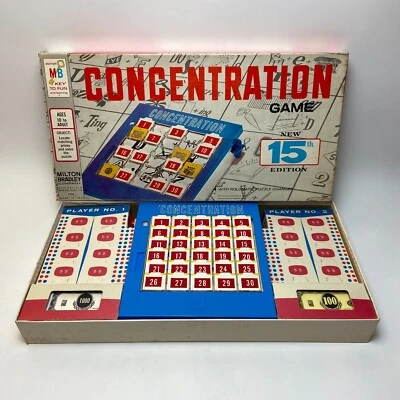 Vintage Milton Bradley Concentration Board Game 15th Edition Complete 1970 CA Foto 1 de 4
