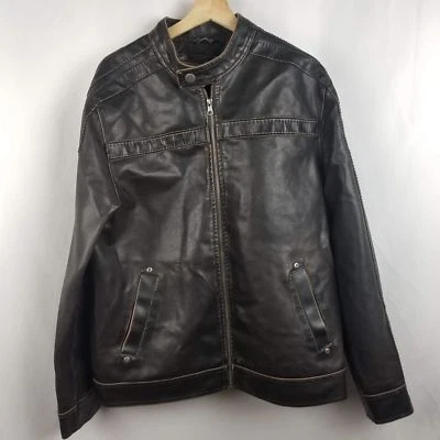 BKE Mens Jacket Size M Brown Faux Leather Moto Jacket - Image 1 of 4