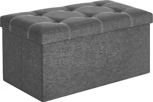 SONGMICS Ottoman Storage Bench, 21 Gal. Folding Chest With Breathable Linen-Look - Picture 1 of 10