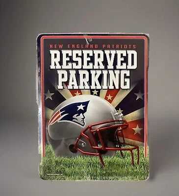 NUEVO LETRERO METÁLICO DE ESTACIONAMIENTO RESERVADO DEL EQUIPO DE FÚTBOL AMERICANO DE LOS New England Patriots de la NFL de 8" x 11" Foto 1 de 4
