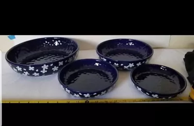 Juego de 4 tazones para servir ensalada de verduras Temptations CAMPO DE FLORES cobalto Foto 1 de 4