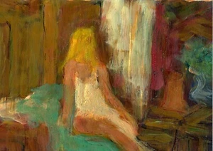 Warten - Original Öl auf Papier auf Karton - von F. DeTrolio - Bild 1 von 9