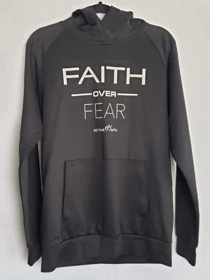 Faith Over Fear 连帽衫/黑色运动衫 ~ Active Faith ~ 宗教 ~ M — 第 1/4 张图片