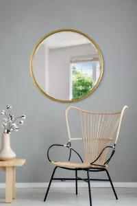 Large Mirror Gold round Circular Bevelled Wall 80cm x 80cm MirrorOutlet - Picture 1 of 6