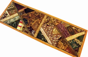 60" NEW HOME GIFT HEAVILY BEADED SEQUIN SARI RUNNER DECOR TAPESTRY WALL HANGING - Picture 1 of 11
