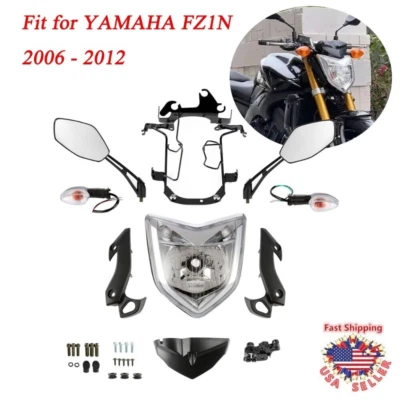 Juego de montaje de faros retrovisores con luz giratoria para Yamaha FZ1N 2006-2012 EE. UU. Foto 1 de 4