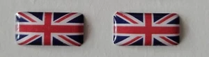 2 x MINIATURE UNION JACK FLAG (16mm x 8mm) DOMED SILICONE STICKERS / DECALS - Picture 1 of 1