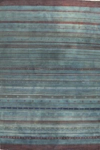 Geometrischer Gabbeh Orientteppich Handgeknüpft Wolle Esszimmer Teppich 9x13 ft - Bild 1 von 12