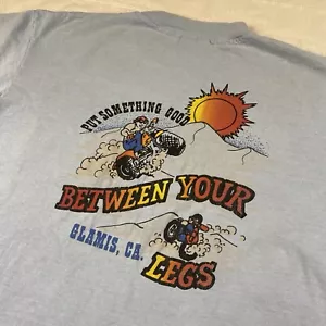 Vintage 80er Glamis T-Shirt Herren Large Single Stitch CA Beach Nuts blau Tasche Tee - Bild 1 von 10