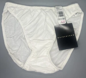Maindenform Panty 100% Cotton Striped  Size 7 Vintage Hi Cut 90279 White 90s - Picture 1 of 6