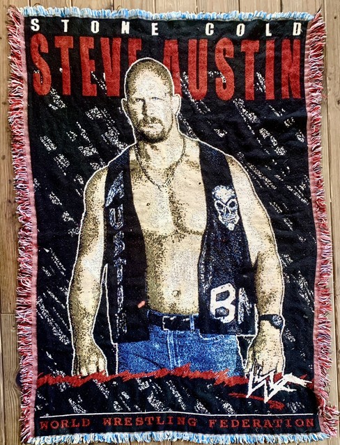 Vintage WWE stone Cold Triple H cena Throw Blanket Wrestling Steve Austin  60X50