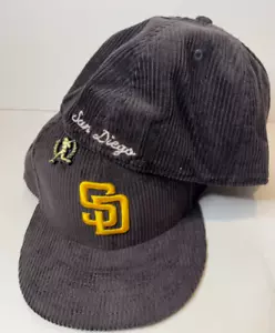 NEW ERA SAN DIEGO PADRES LETTERMAN PIN 59FIFTY HAT BROWN CORDUROY FITTED CAP MEN - Picture 1 of 6