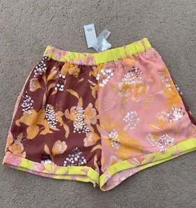 River Island Brown/orange 70’s Retro sequin detail chiffon shorts UK 10 RRP £35 - Picture 1 of 12