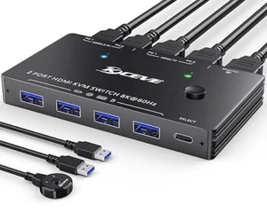 8K USB 3.0 KVM Switch HDMI 8K@60Hz HDMI 2.1 KVM-Switches 4K@120Hz - Bild 1 von 3
