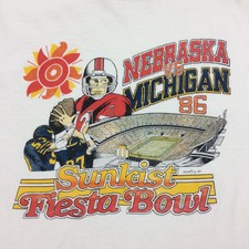 1986 Sunkist Fiesta Bowl Nebraska Michigan Vtg 80s T-Shirt Sz L College Football
