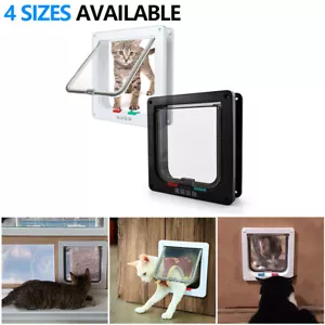 4 Way Locking Pet Cat Puppy Dog Magnetic Flap Door Lockable Flap Door Frame ABS - Picture 1 of 31