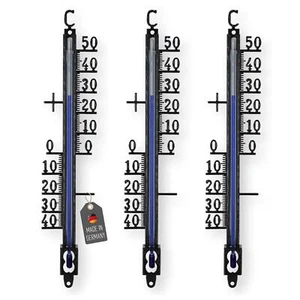 3er Set Metall Thermometer 18 cm analog schwarz für Innen Außen -40 bis +50 Grad - Bild 1 von 6