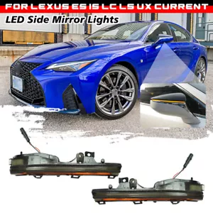 Smoked Sequential LED Side Mirror Lamp Turn Signal Light For Lexus LS 2018-2024 - Picture 1 of 9