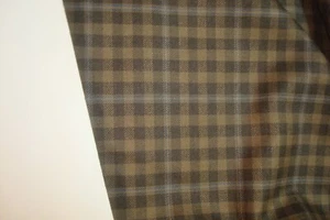 2.83 yds Luxury WOOL Fabric Super 140s Suiting Jacket 9 oz Brown Plaid 102" BTP - Picture 1 of 6