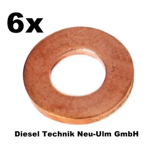 Diesel Injektor Scheibe Dichtung Kupfer Satz 6 Stück NEU Vgl. Bosch F00VP01004 - Bild 1 von 11