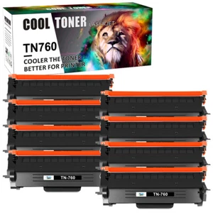 8 TN760 Toner Cartridges for Brother HL-L2350DW L2395DW L2390DW L2370DW Printer - Picture 1 of 9