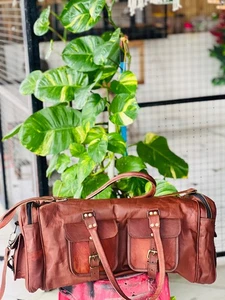 24" Hyper Bag Vintage Genuine Leather Cowhide Travel Luggage Duffle Gym Bags - Picture 1 of 6