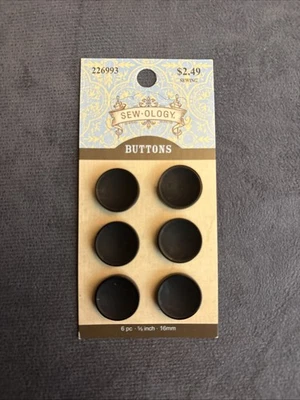 "Botones de vástago cóncavo negro Sew-Ology 5/8"" (16 mm) - 6 piezas - nuevos en tarjeta" Foto 1 de 3
