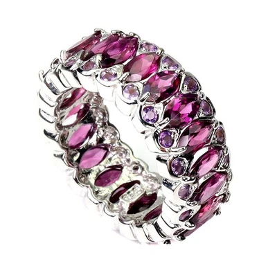 Anello San Valentino Argento 925 Rodolite Ametista Gemma Naturale Gioielli... - Immagine 1 di 4