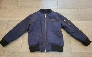 Calvin Klein Jeans Boy Blue Black Bomber CK Logo Aviator Jacket Coat Size 5/6 - Picture 1 of 4
