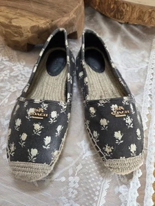 Coach Espadrilles, Coach Rhodelle Schuhe, schwarze Schuhe mit Blumendruck, Damengröße 8,5 - Bild 1 von 11