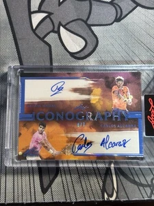 2023 Leaf Art Of Sport Iconography Rafael Nadal Carlos Alcaraz 6/7 Auto - Picture 1 of 2