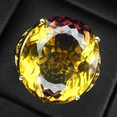 Anillos de regalo X'mas de plata de ley 925 de oro de 22,45 quilates ovalados de turmalina bicolor Foto 1 de 4