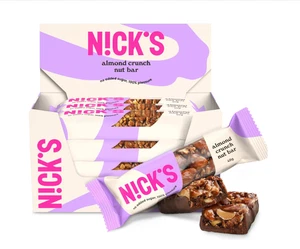 NICKS Keto Riegel Almond crunch, vegane Schokolade Mandel-Nuss-Riegel, (12x40g) - Bild 1 von 7