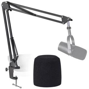 MV7 Boom Arm Mic Stand with Pop Filter, Adjustable Suspension Boom Scissor Ar... - Picture 1 of 7
